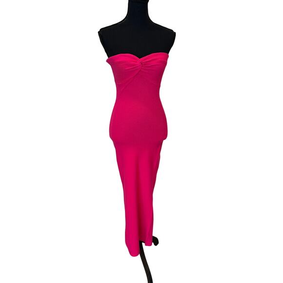 Superdown Pink Strapless Knit Midi Dress MEDIUM Barbie Bodycon Tube Revolve NEW - Picture 4 of 7